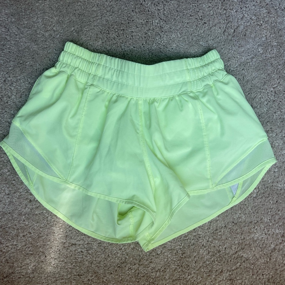 Rare Neon Yellow Lulu Lemon Hotty Hot Shorts 2”
